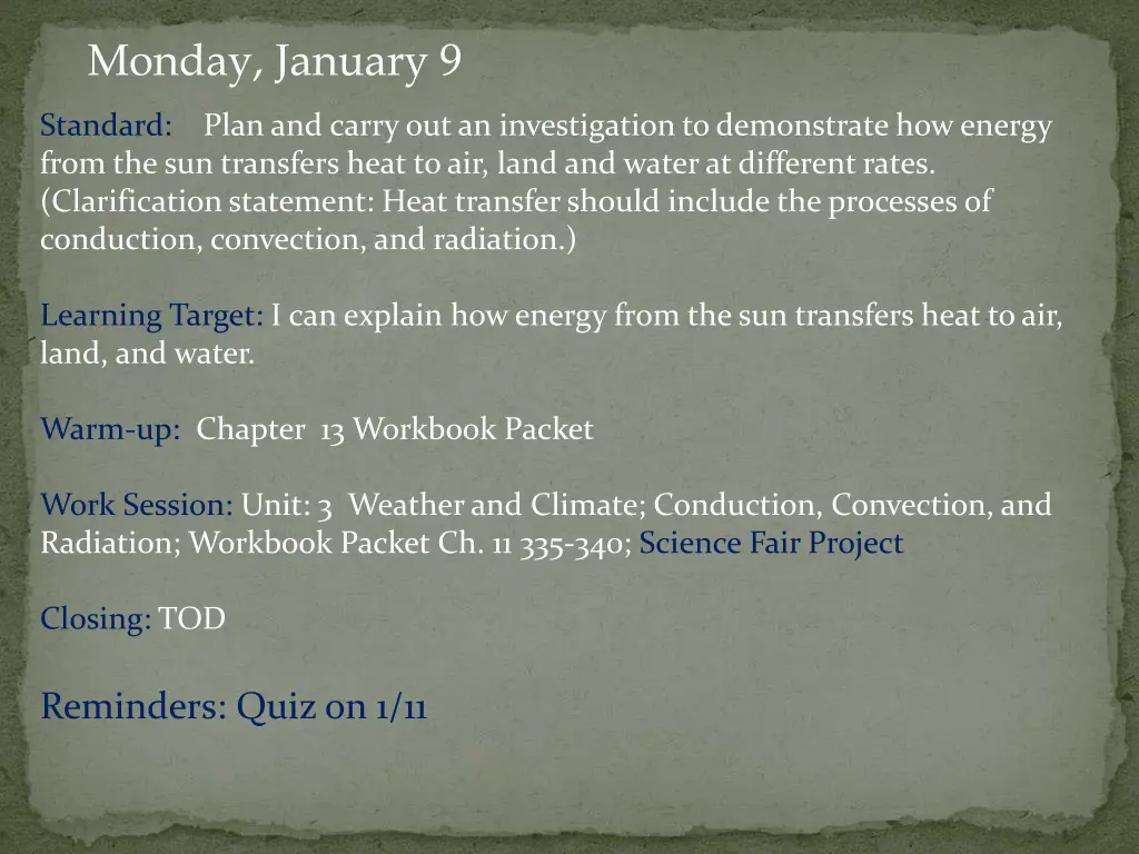 monday january 9