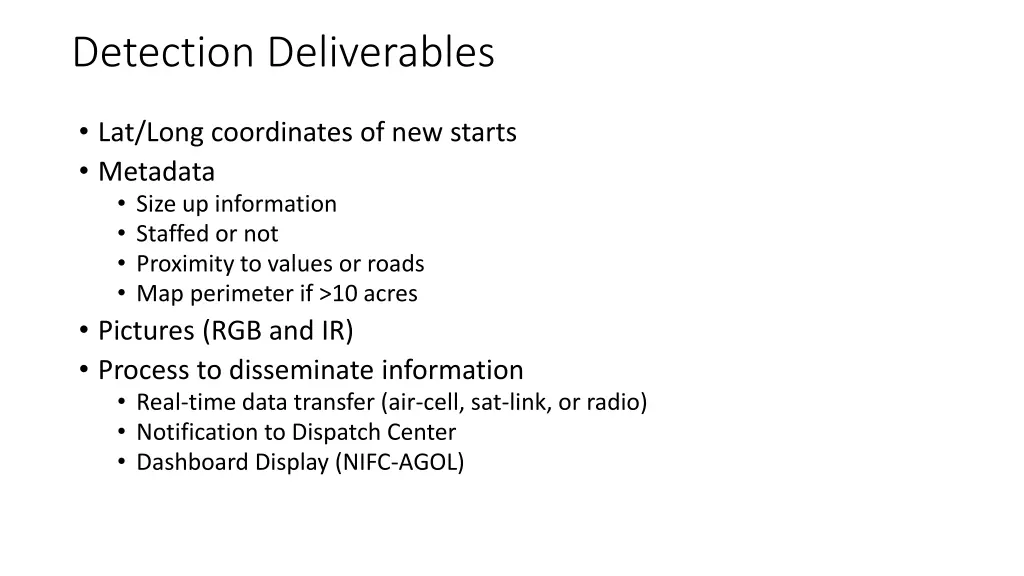 detection deliverables