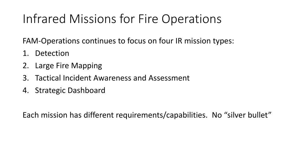 infrared missions for fire operations
