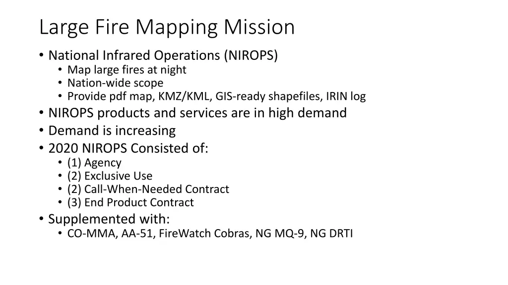 large fire mapping mission national infrared