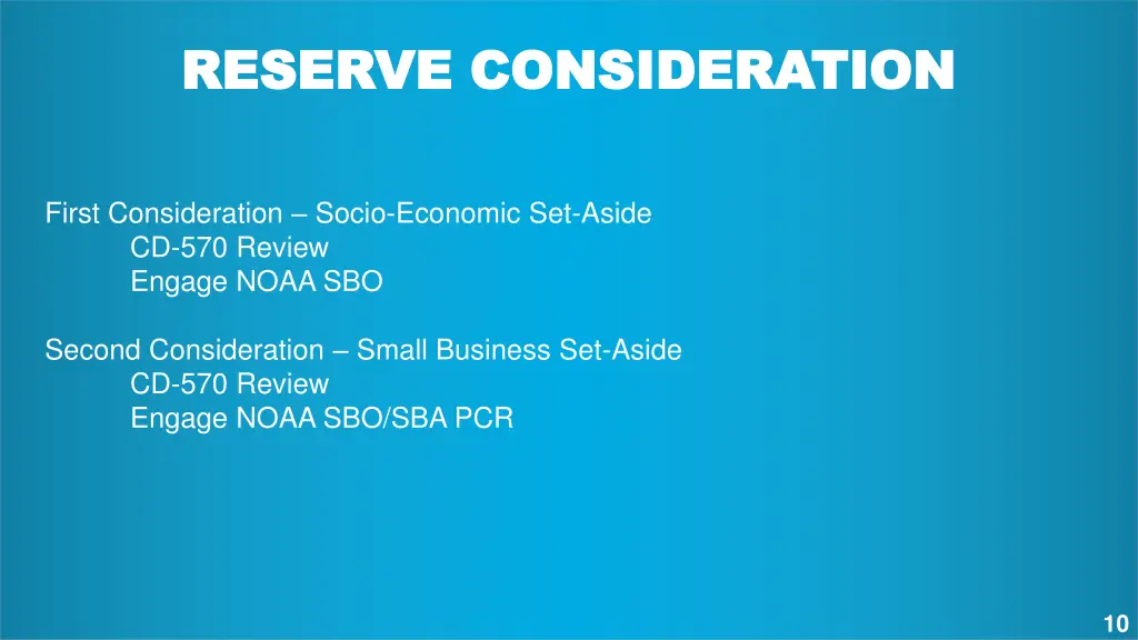 reserve consideration reserve consideration