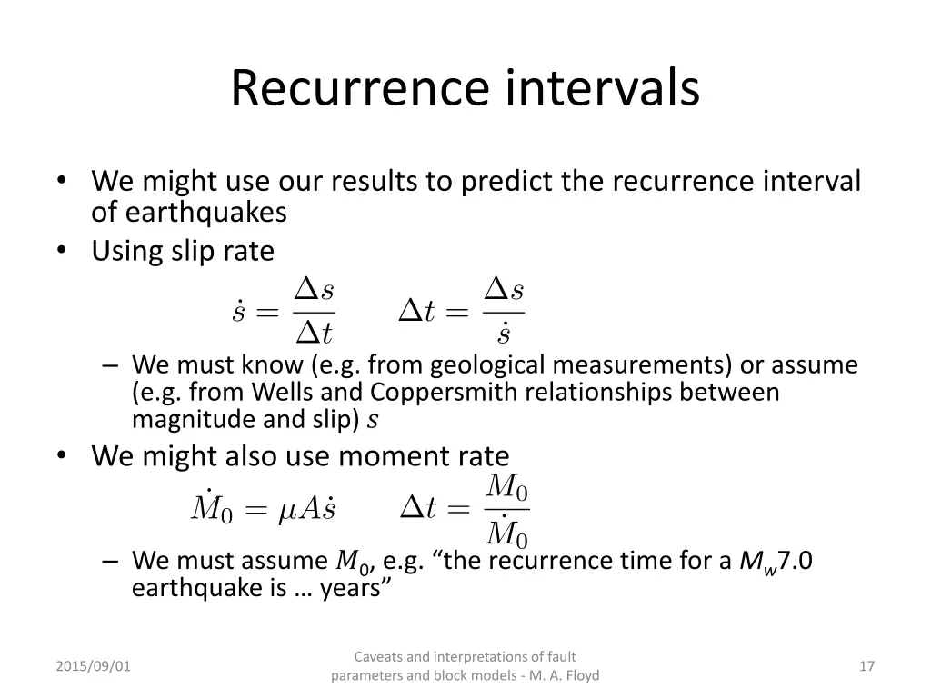 recurrence intervals