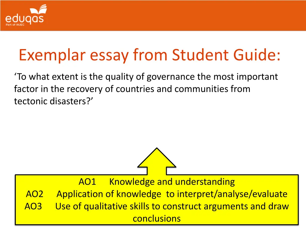 exemplar essay from student guide