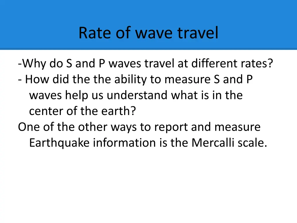 rate of wave travel