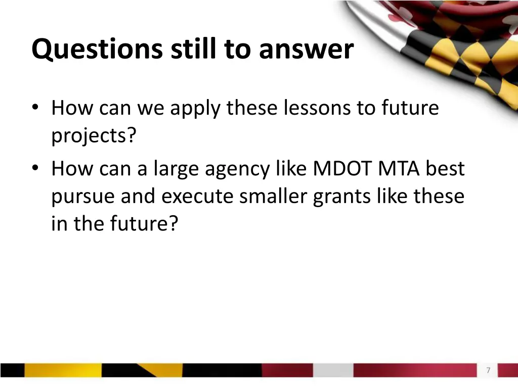 questions still to answer