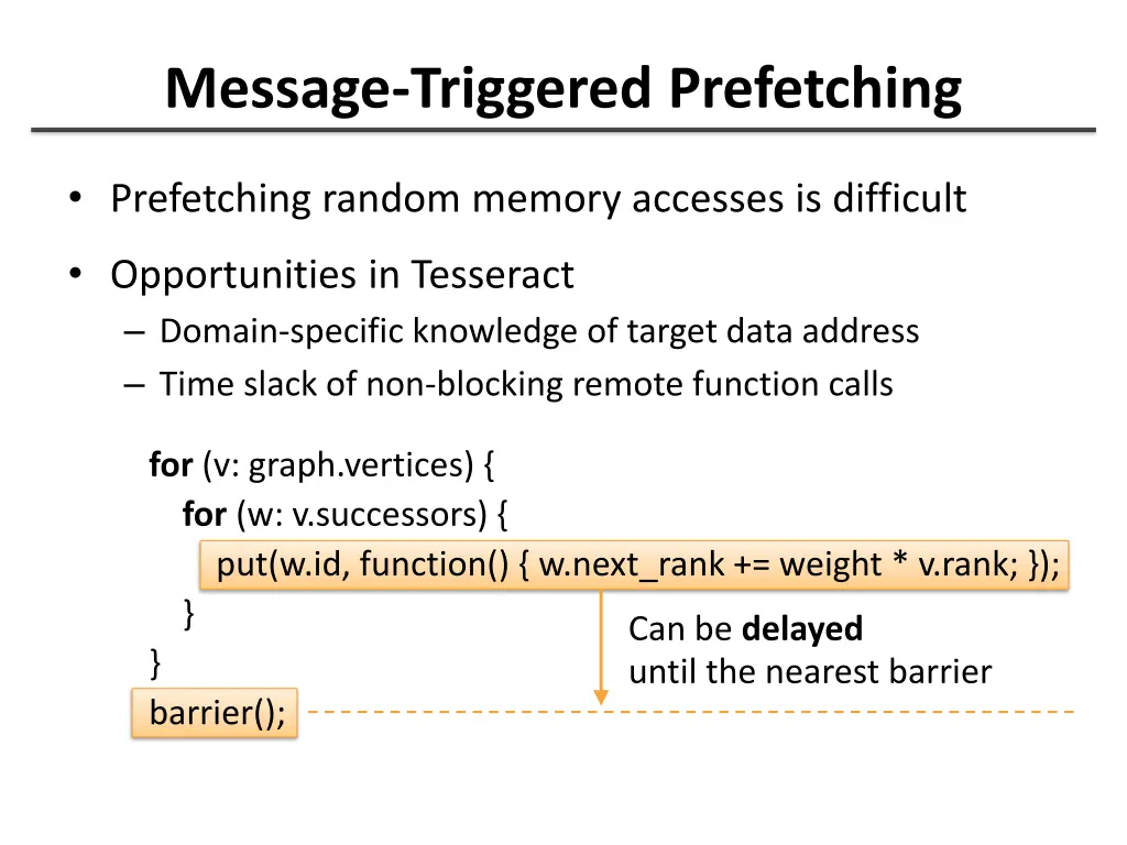 message triggered prefetching