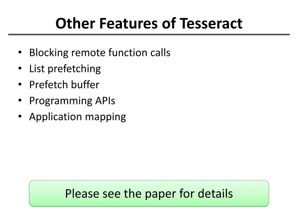 other features of tesseract