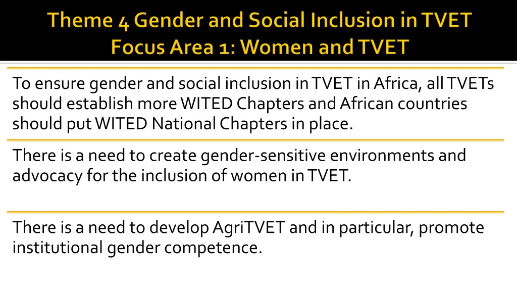 to ensure gender and social inclusion in tvet