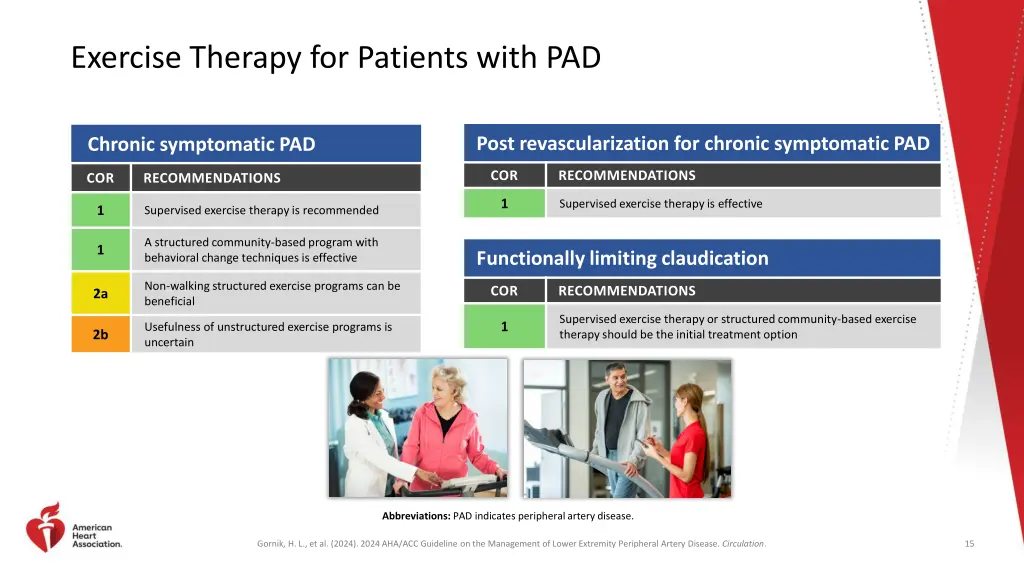 exercise therapy for patients with pad