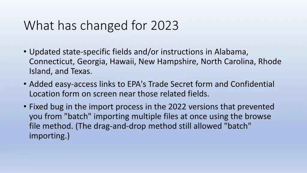 what has changed for 2023