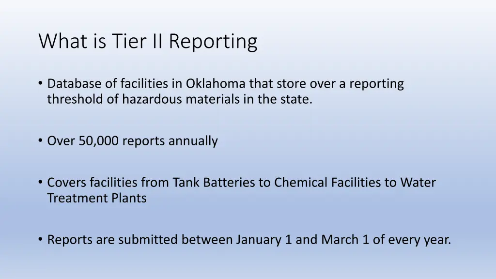 what is tier ii reporting