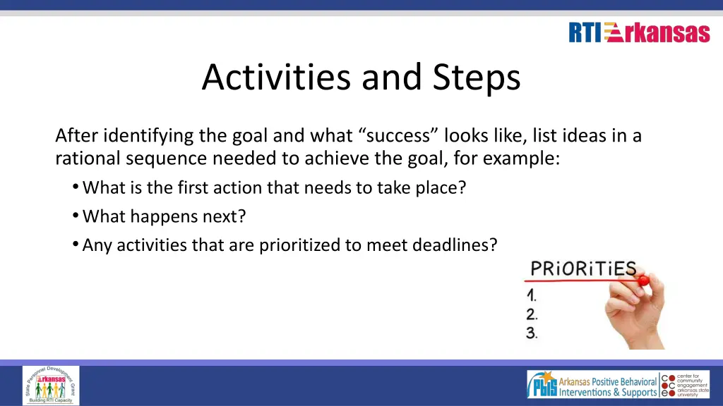 activities and steps