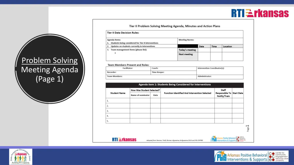 problem solving meeting agenda page 1