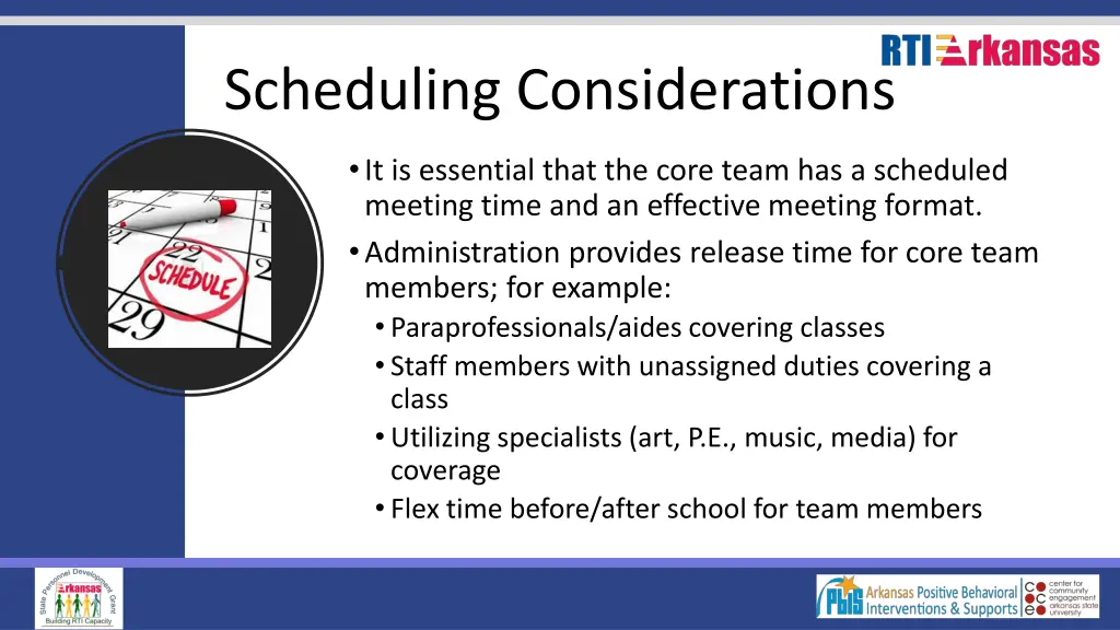 scheduling considerations
