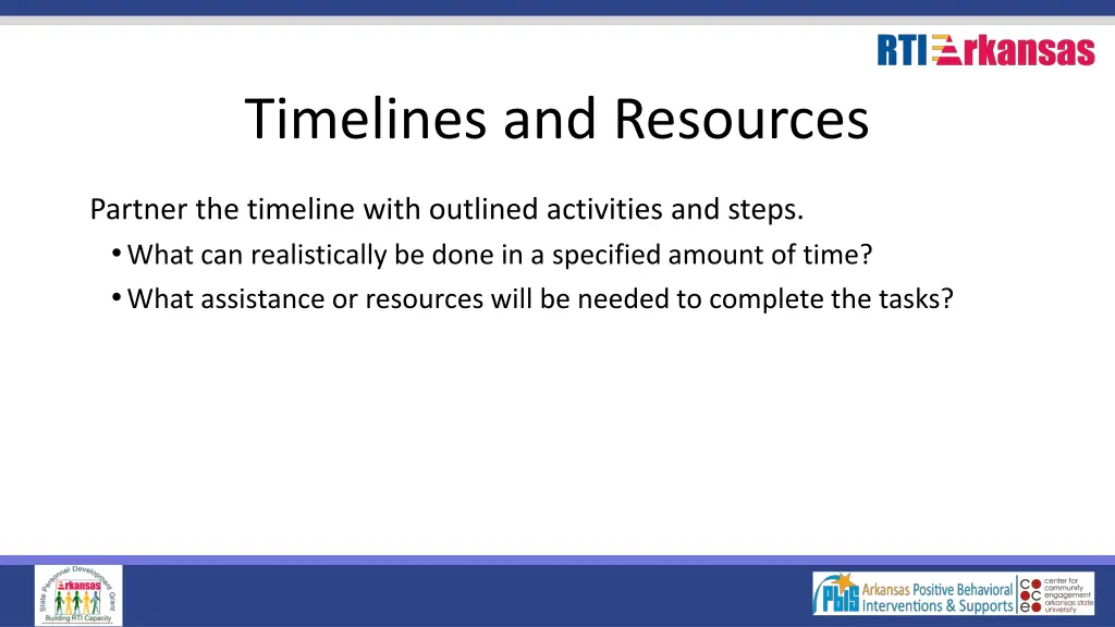 timelines and resources