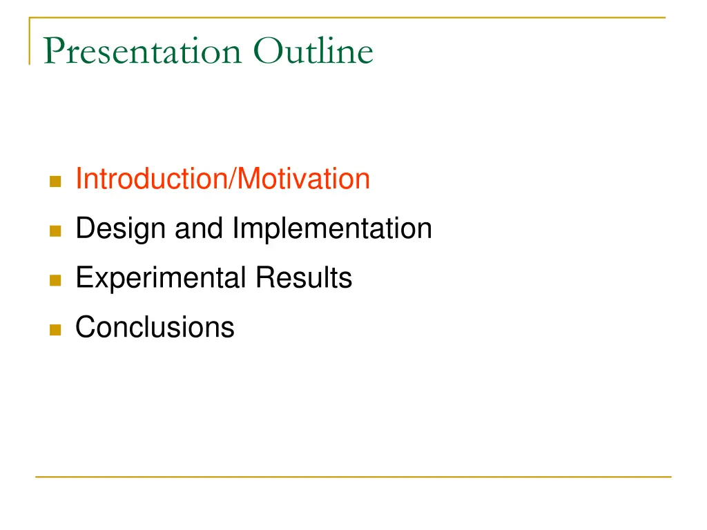 presentation outline