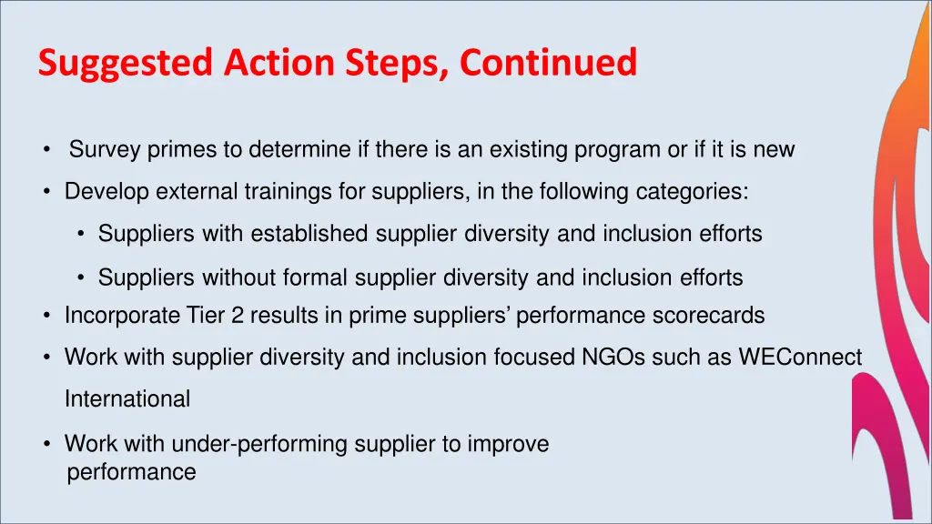 suggested action steps continued