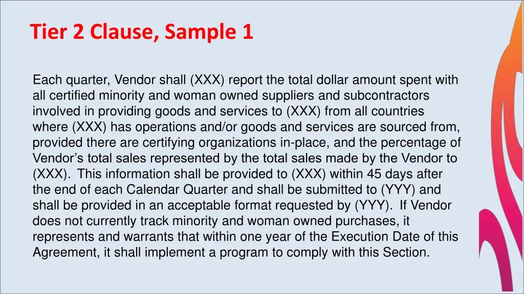 tier 2 clause sample 1