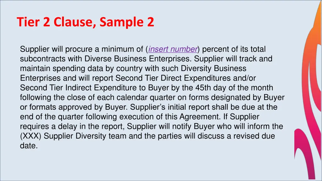 tier 2 clause sample 2