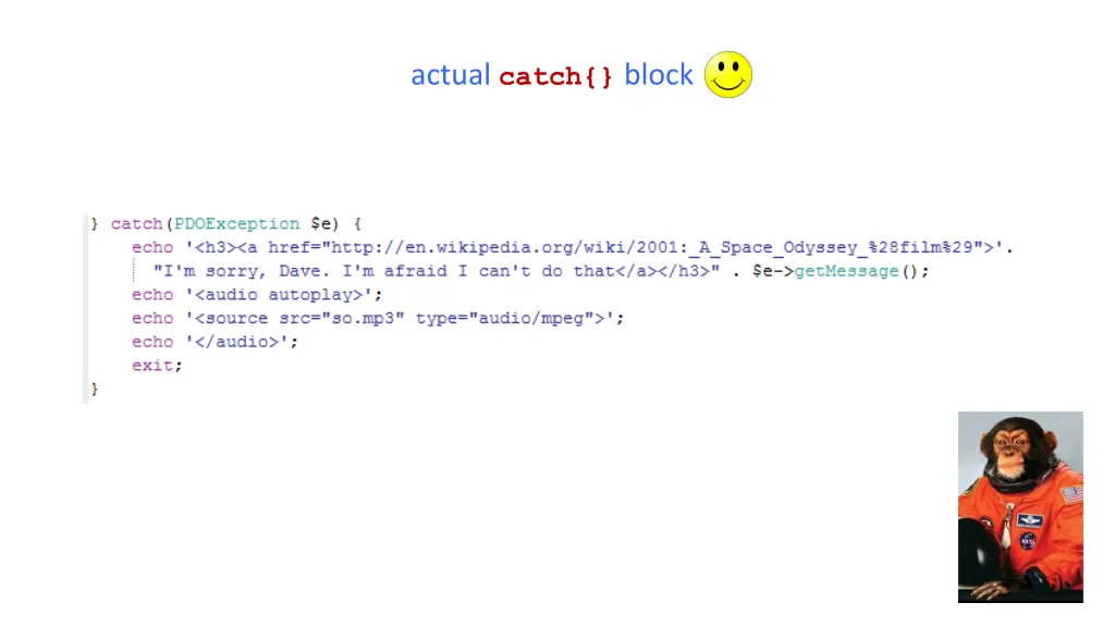 actual catch block