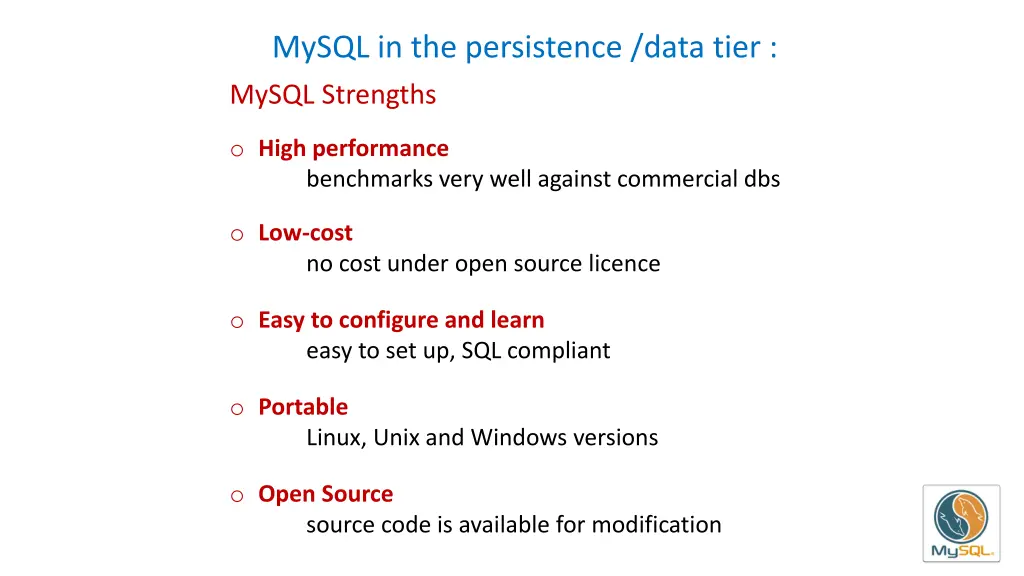 mysql in the persistence data tier 1