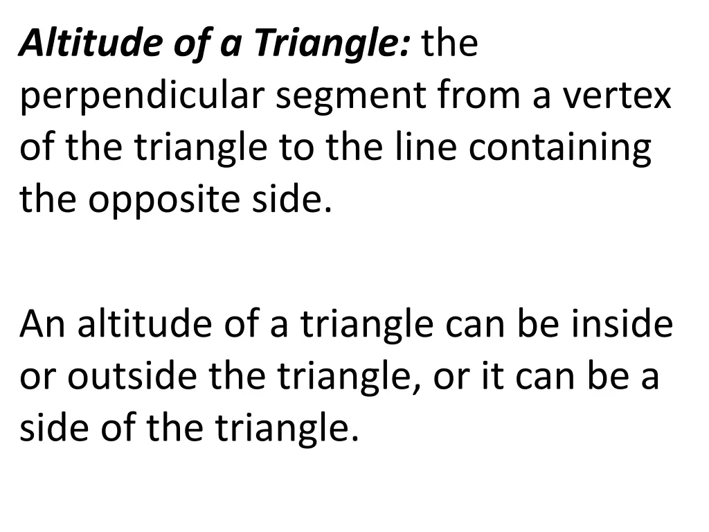 altitude of a triangle the perpendicular segment