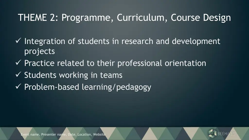 theme 2 programme curriculum course design
