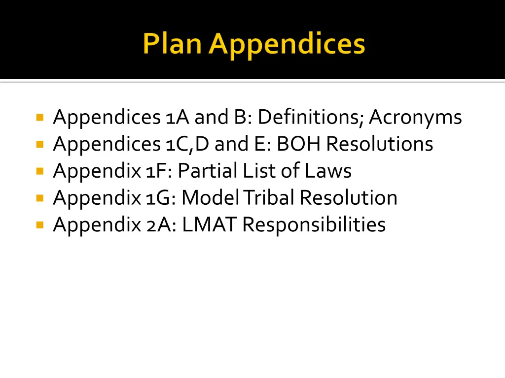 appendices 1a and b definitions acronyms