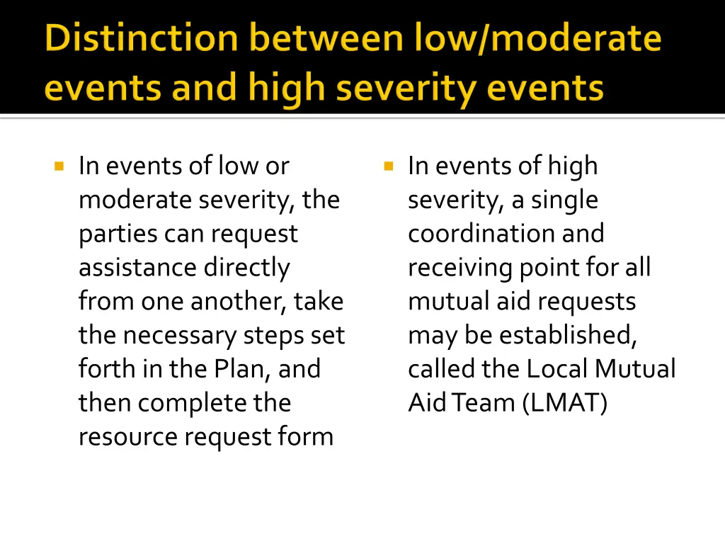 in events of low or moderate severity the parties