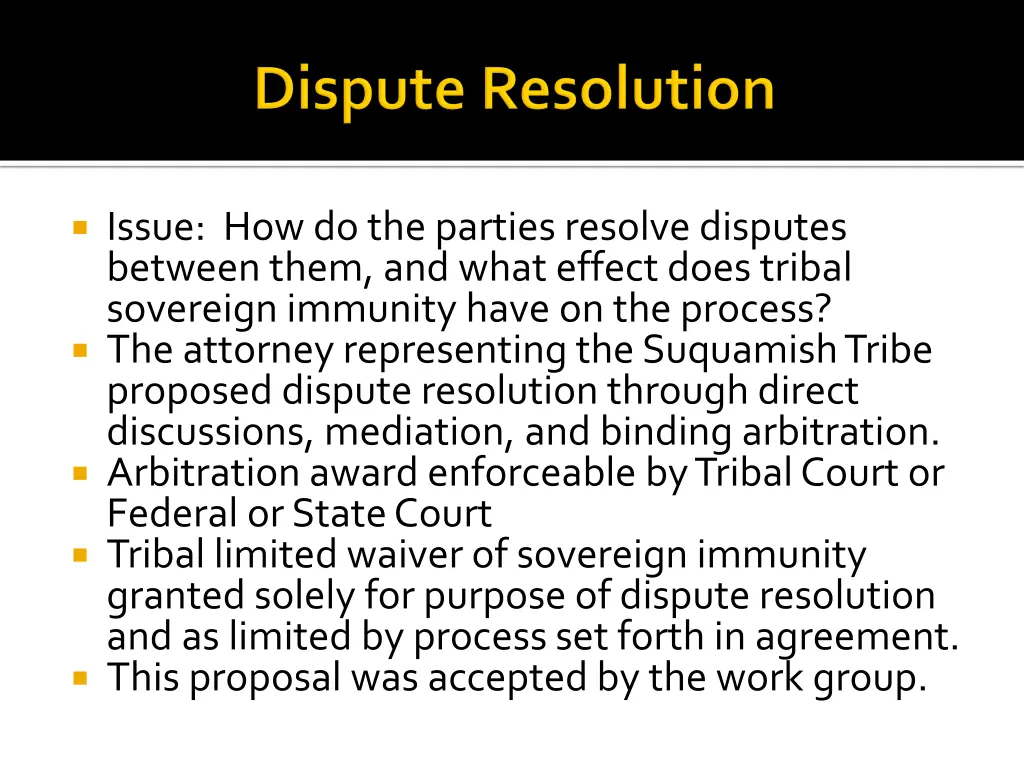 issue how do the parties resolve disputes between