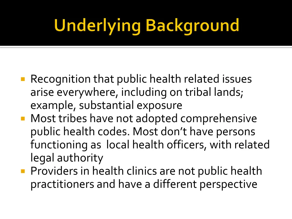 recognition that public health related issues