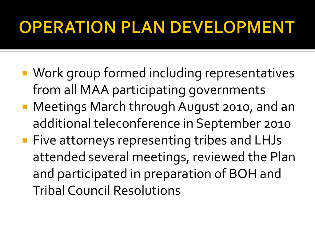 work group formed including representatives from