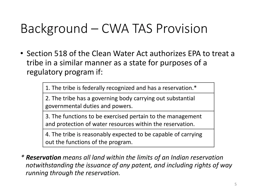 background cwa tas provision