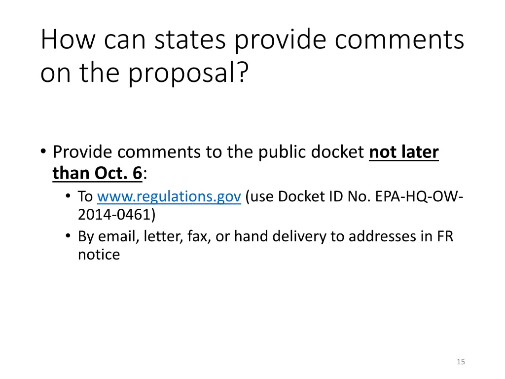 how can states provide comments on the proposal