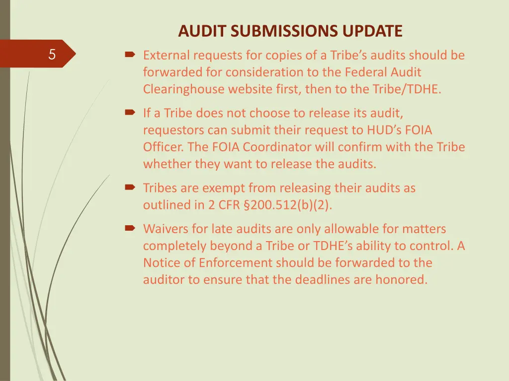 audit submissions update external requests