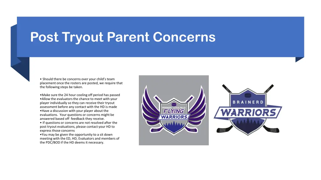 post tryout parent concerns