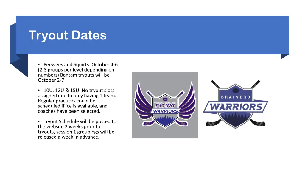 tryout dates