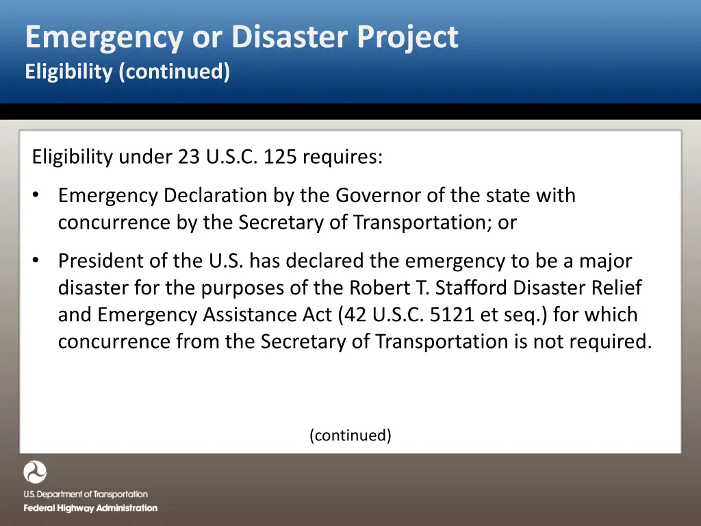 emergency or disaster project eligibility 3