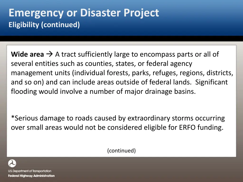 emergency or disaster project eligibility 5