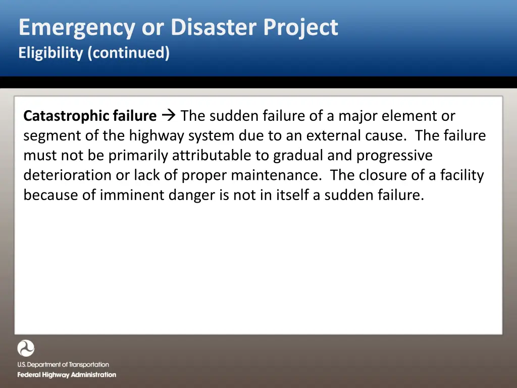 emergency or disaster project eligibility 6