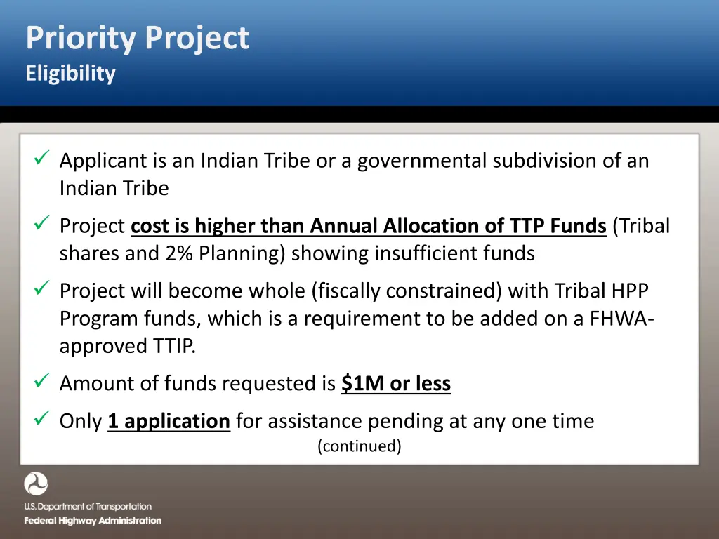 priority project eligibility