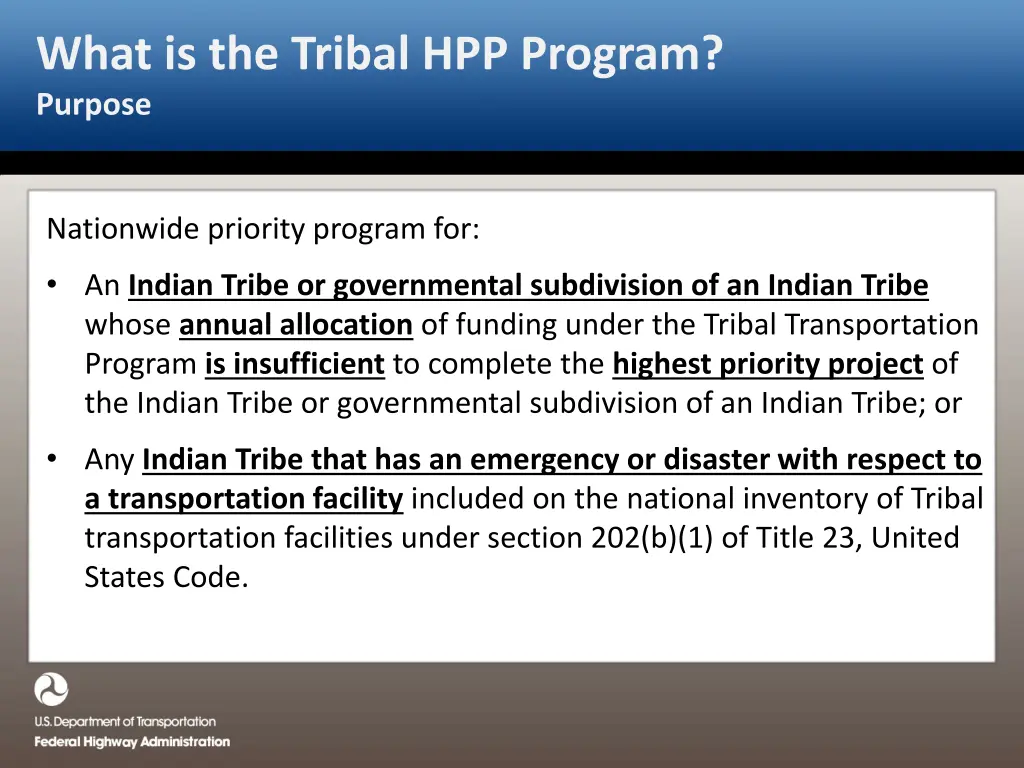 what is the tribal hpp program purpose