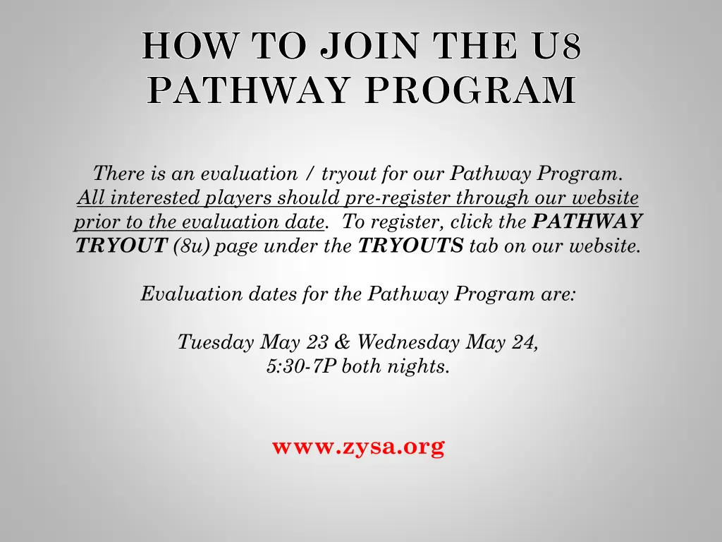 how to join the u8 pathway program