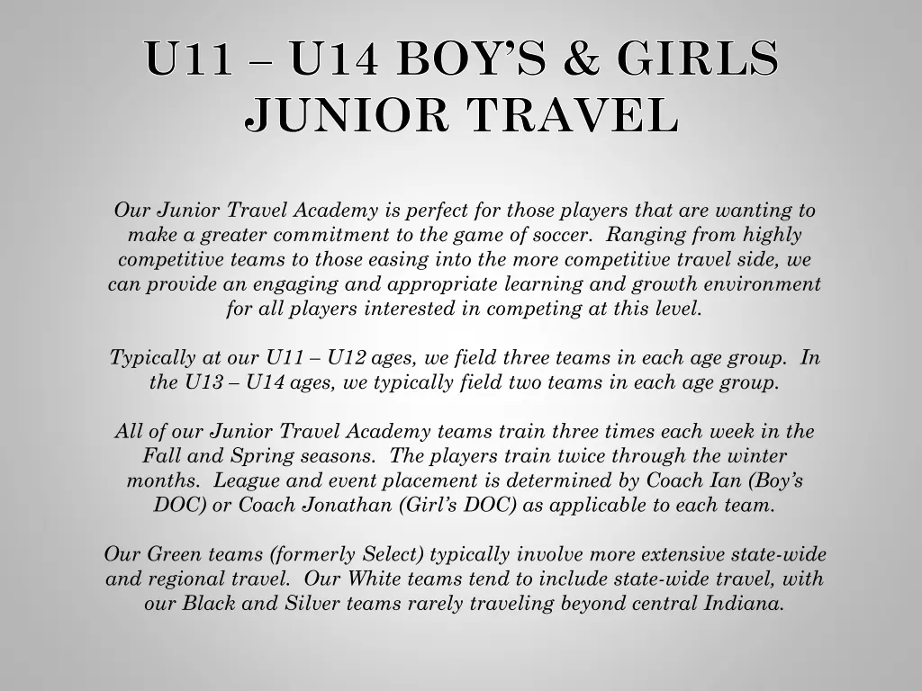 u11 u14 boy s girls junior travel