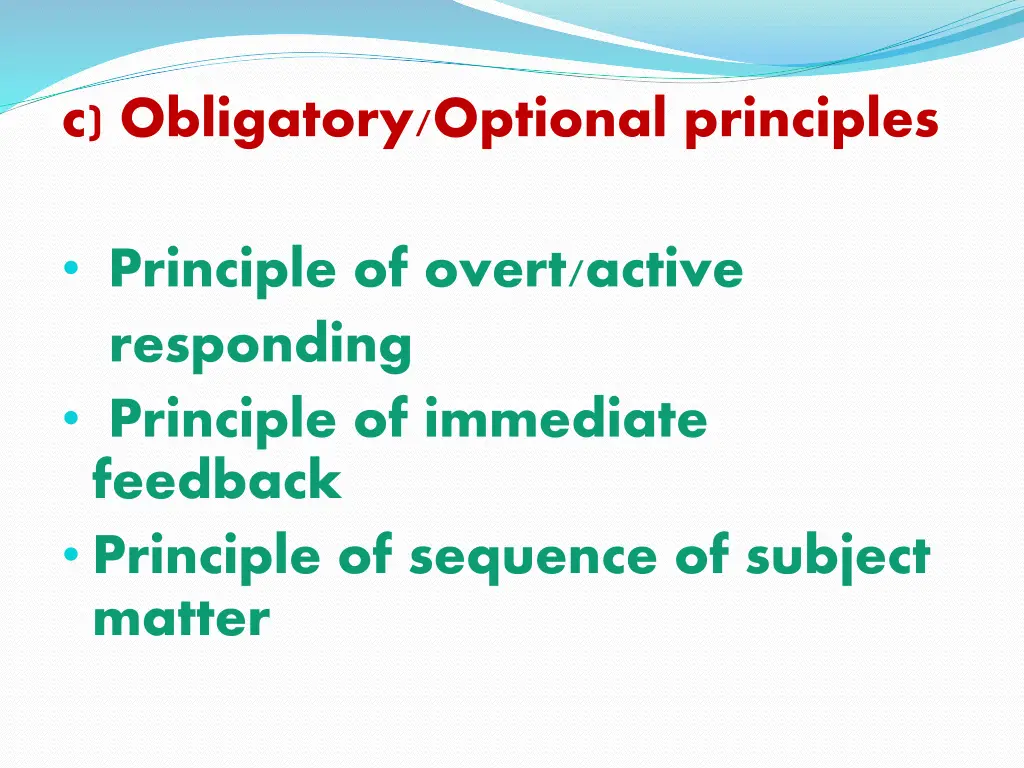 c obligatory optional principles