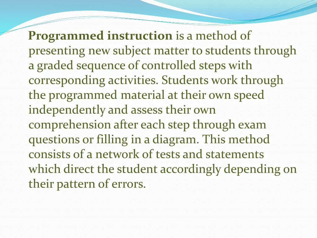 programmed instruction is a method of presenting