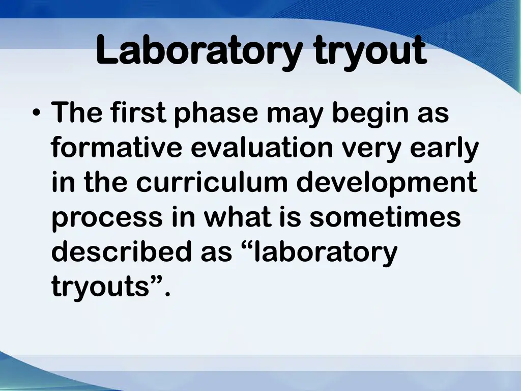laboratory tryout laboratory tryout