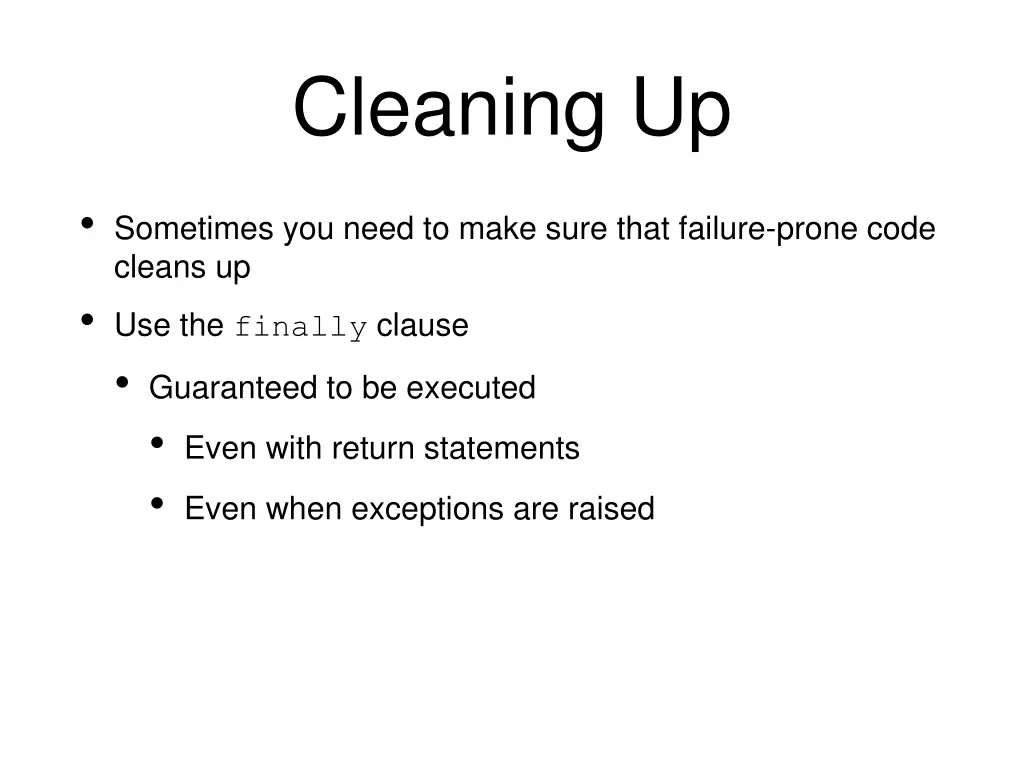 cleaning up