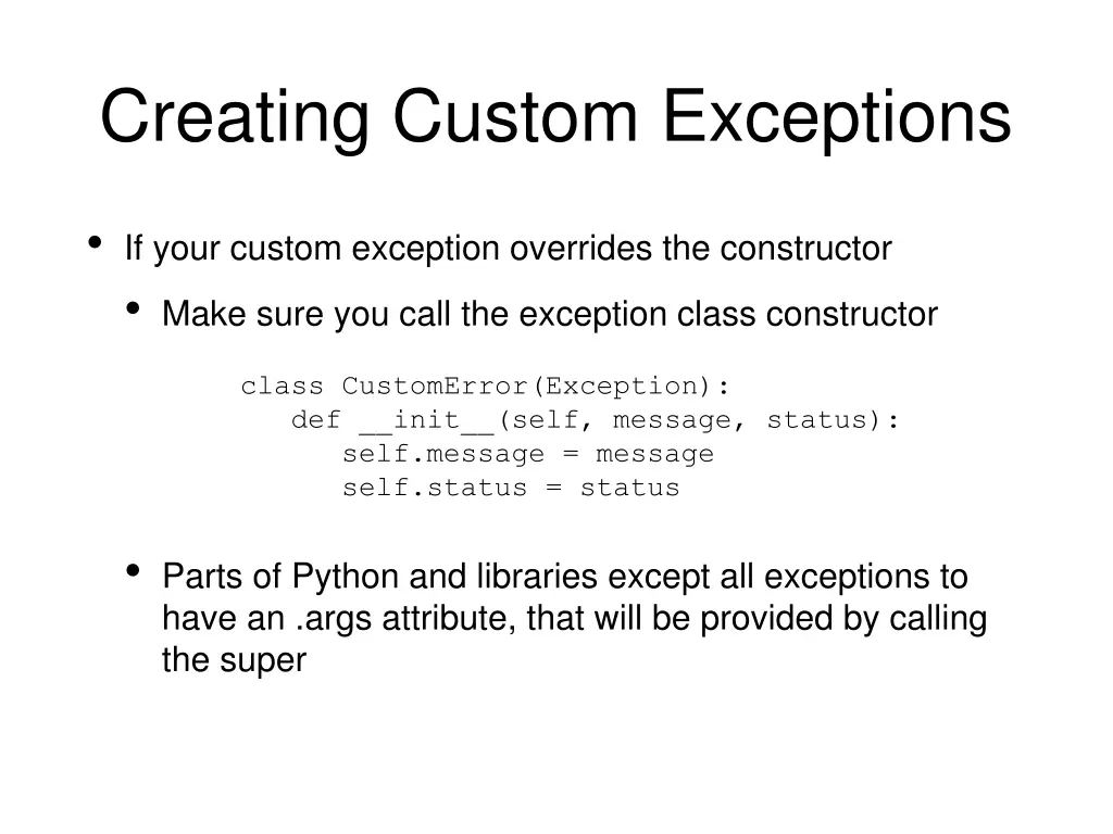 creating custom exceptions 1