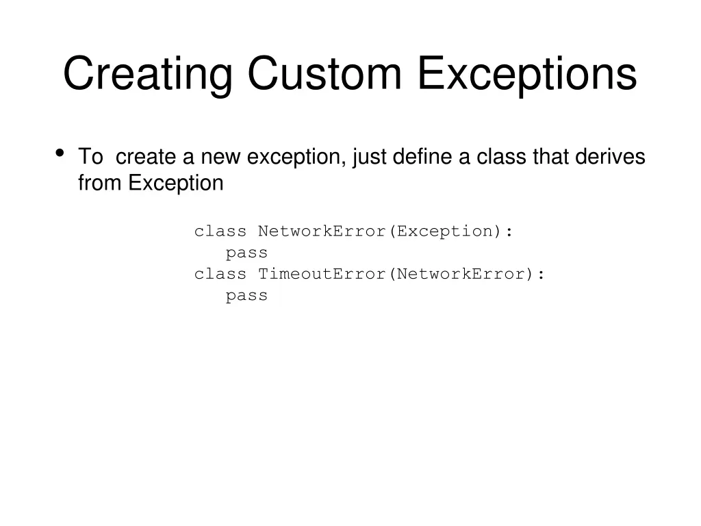 creating custom exceptions